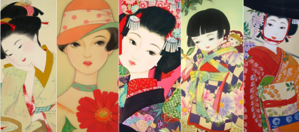 日本画の技法で叙情あふれるおひめさまを描くアーティスト佃喜翔さんの作品