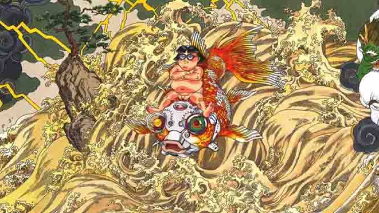 キタッ Akiraの大友克洋による童子 風神 雷神を描いた原画が巨大壁画に アート Japaaan