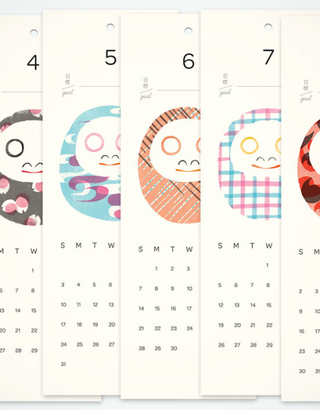 だるまの目を入れる喜びを毎月 だるまカレンダー が素敵デザイン アート 和雑貨 Japaaan