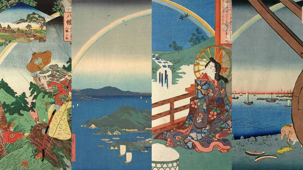 江戸時代は七色とは思ってなかった！？虹が描かれた珍しい浮世絵作品まとめ