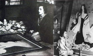 これは貴重な写真！男尊女卑の時代を生きた女性日本画家「上村松園」の代表作の制作風景