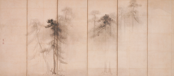 国宝　松林図屏風（左隻）　長谷川等伯筆　東京国立博物館 [公式ページより]