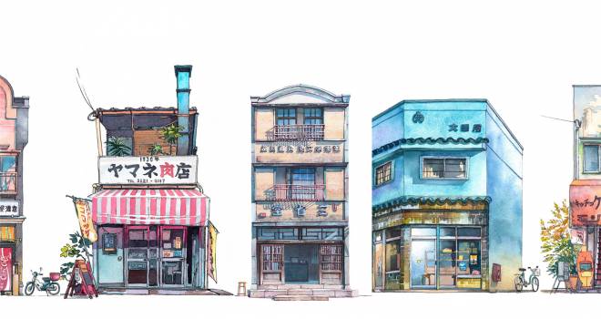 秒速で惚れたこの作風 哀愁漂うノスタルジックな東京の建物を描く