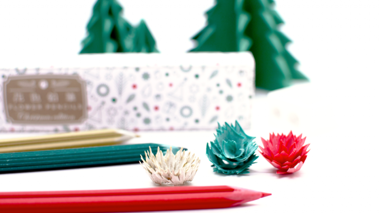 鉛筆の削りカスが花のように美しい「花色鉛筆」にクリスマスエディション登場！