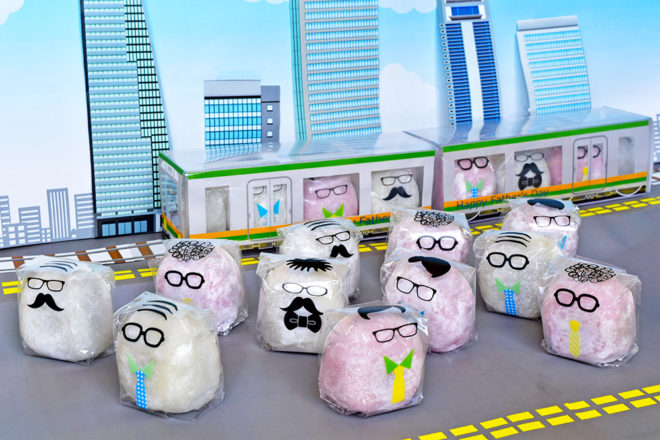 父の日ギフトに！満員電車にギュギュッと詰め込まれたキュートな大福たち「おしくらまんじゅうぴぴぴ」