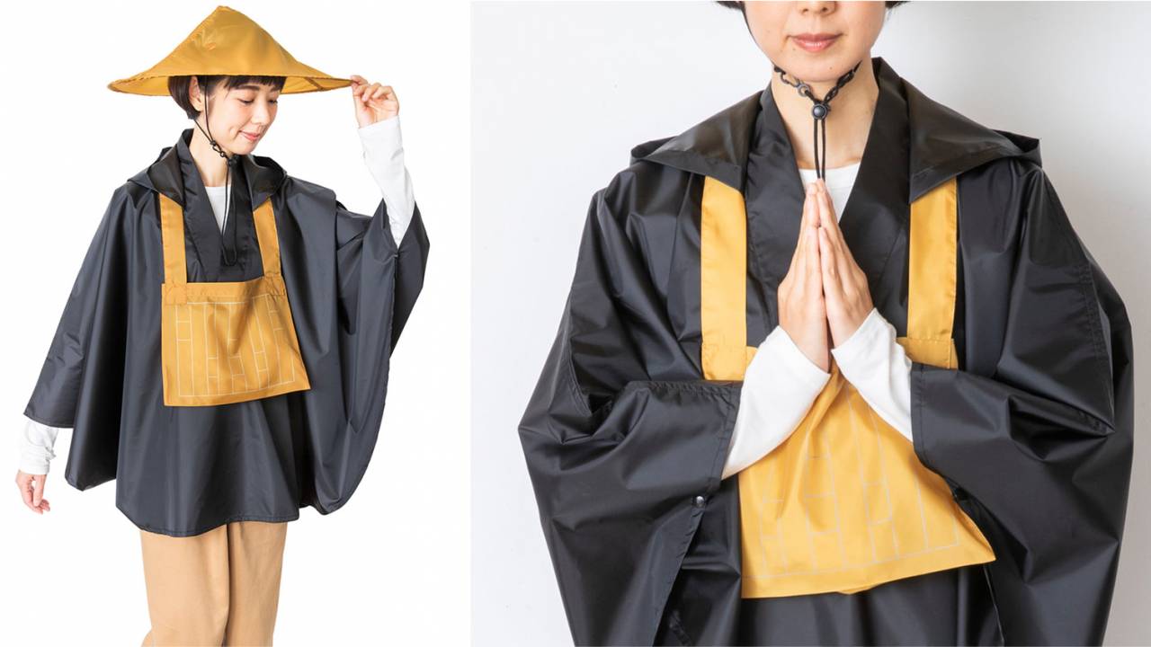 やっべ！オモロ可愛い（笑）雨の日、気軽に僧侶スタイル「僧衣レインポンチョ」が発売