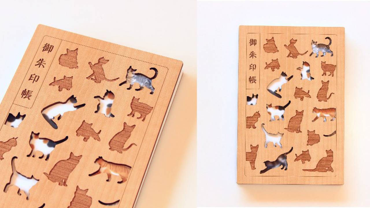 木のぬくもり溢れる、猫ちゃんモチーフの和レトロ御朱印帳「福猫」が可愛いよ！