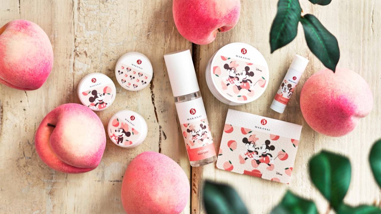 和コスメブランド「まかないこすめ」からミッキー＆ミニーデザインの桃の香りシリーズが登場