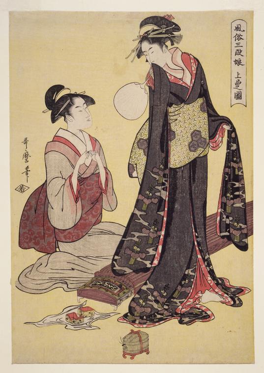 風俗三段娘 上品の図 画：喜多川歌麿　出典：ニューヨーク公立図書館