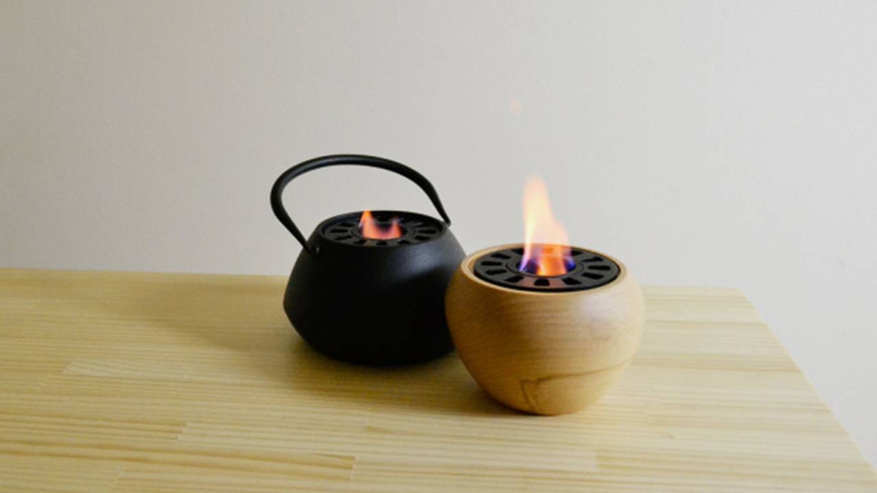 屋内でも使える！火鉢と鉄瓶がモチーフのファイヤーピット「TOMOSHIBI」が素敵