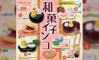 インコが和菓子でかくれんぼ♡ミニフィギュア「和菓子インコ」が可愛すぎてたまらないよ！