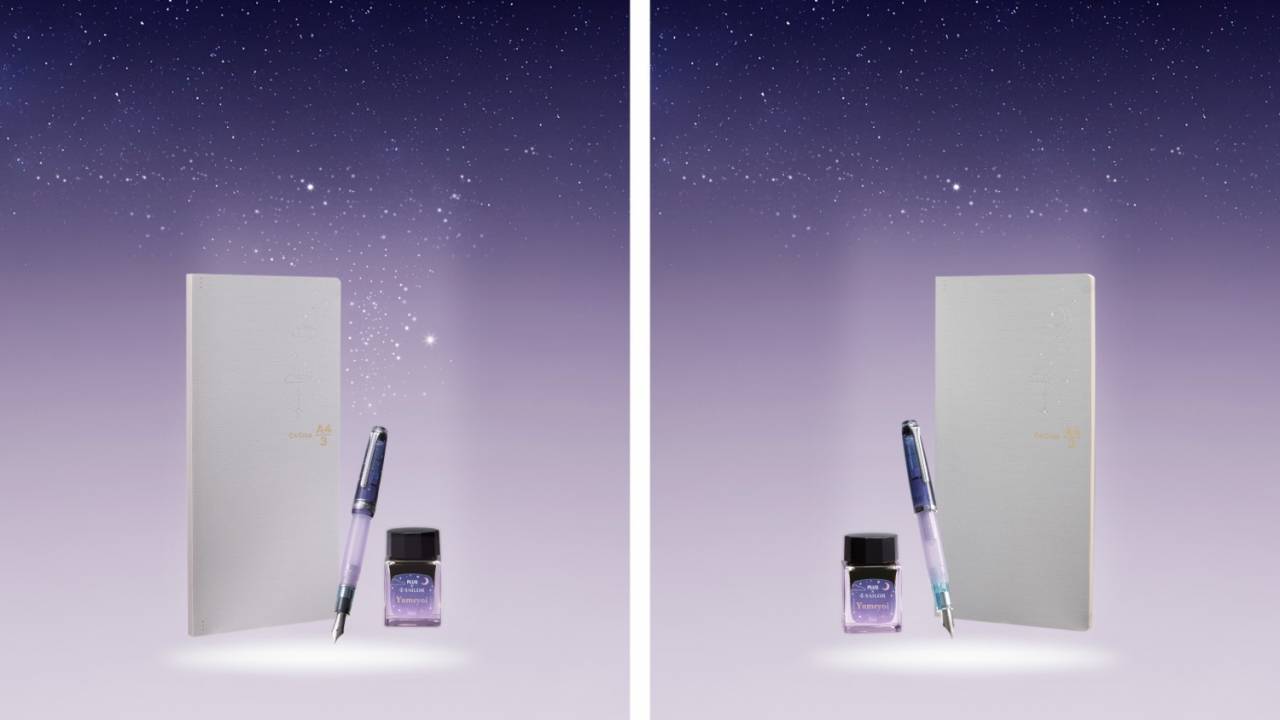 プラス×セーラー万年筆コラボ！“夢宵（ゆめよい）”がテーマの万年筆とノート、ボトルインクセットが発売