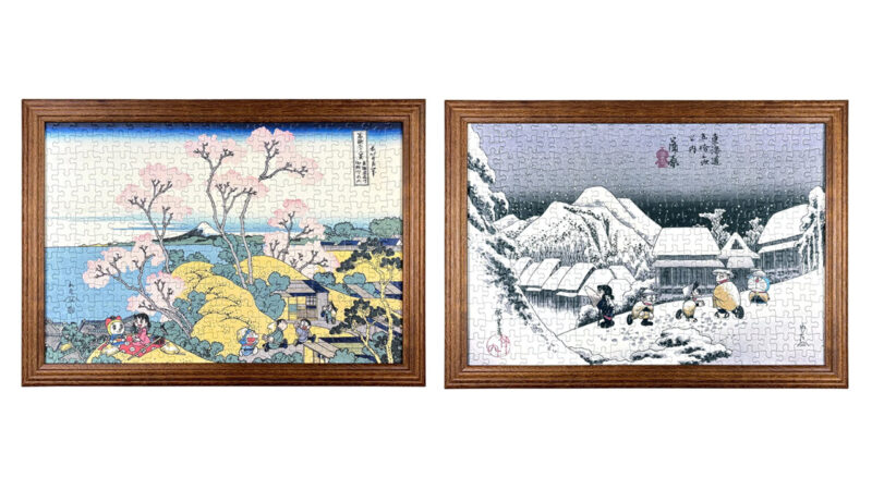 葛飾北斎と歌川広重の名作にドラえもん！『ドラえもん浮世絵』が越前和紙のジグソーパズルに
