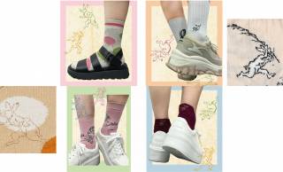「鳥獣戯画」の擬人化した動物たちを編みや刺繍でデザインしたソックス『鳥獣戯画と福助さん』発売
